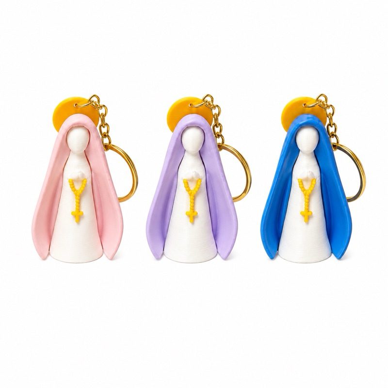 Chaveiro Nossa Senhora Aparecida em 3D, feito em filamento PLA. Lindo presente religioso e lembrancinha católica.