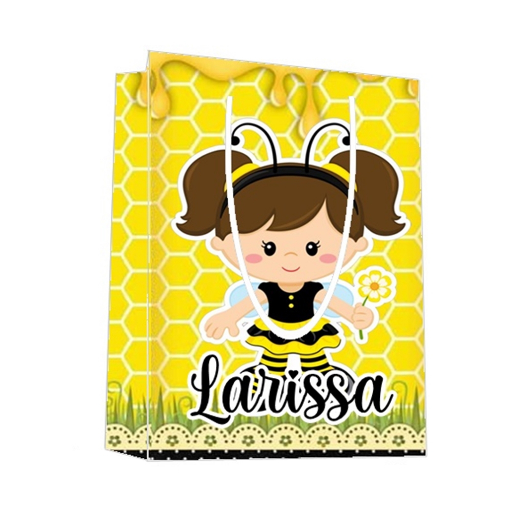 Sacolinha Abelhinha Personalizada para Aniversário/ Lembrancinha Festa Infantil / Qualquer nome e idade