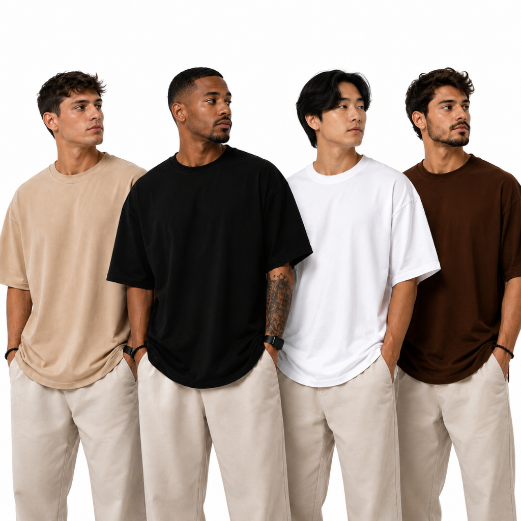 Camiseta Oversized Masculina Básica Gola Redonda 100% Algodão Penteado 30.1 Caimento Confortável
