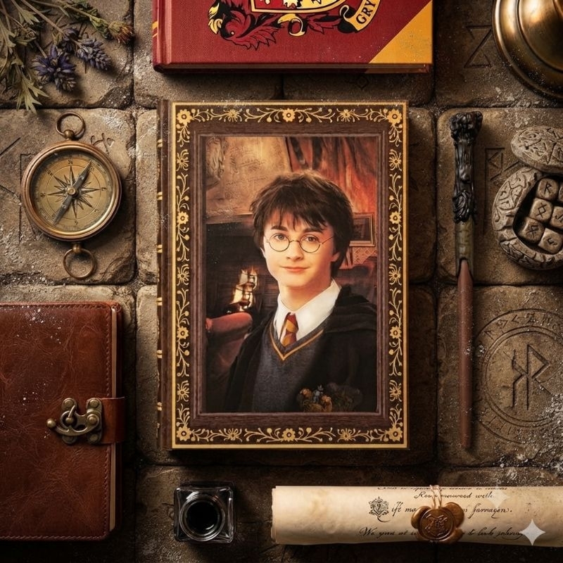 Kit Caderno Harry Potter 3D Holográfico Mágico + Caneta Varinha Kit Luxo -Tecnologia Lenticular 3D A5 Capa Luxo Premium