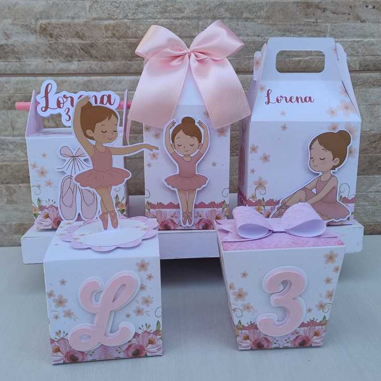 Kit Festa Bailarina Personalizado / Caixinhas 3D/ Lembrancinha Aniversário/ Festa Infantil