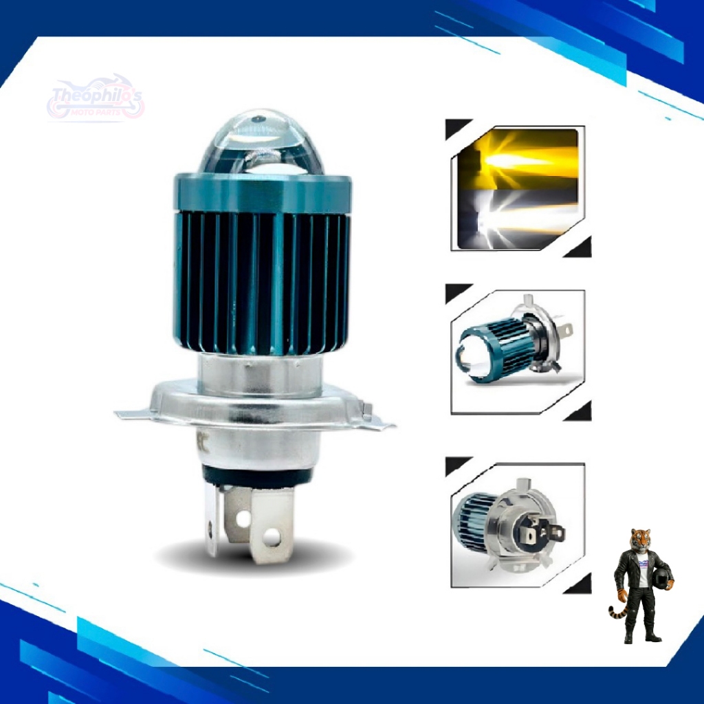 Lâmpada De Led H4 Moto Farol Alto Amarelo e Baixo Branco 6500k 1500 Lúmens OLHO DE PEIXE