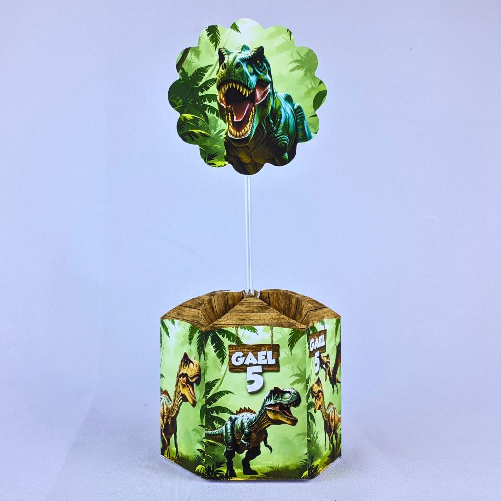 Kit 5 a 25 Centro de Mesa Dinossauro Personalizado Lembrancinha Festa Aniversário Enfeite Caixinha