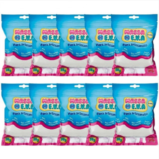 Kit 10 Massa De EVA Make Branco 50g Modelar Atóxica Macia Artesanato Escolar