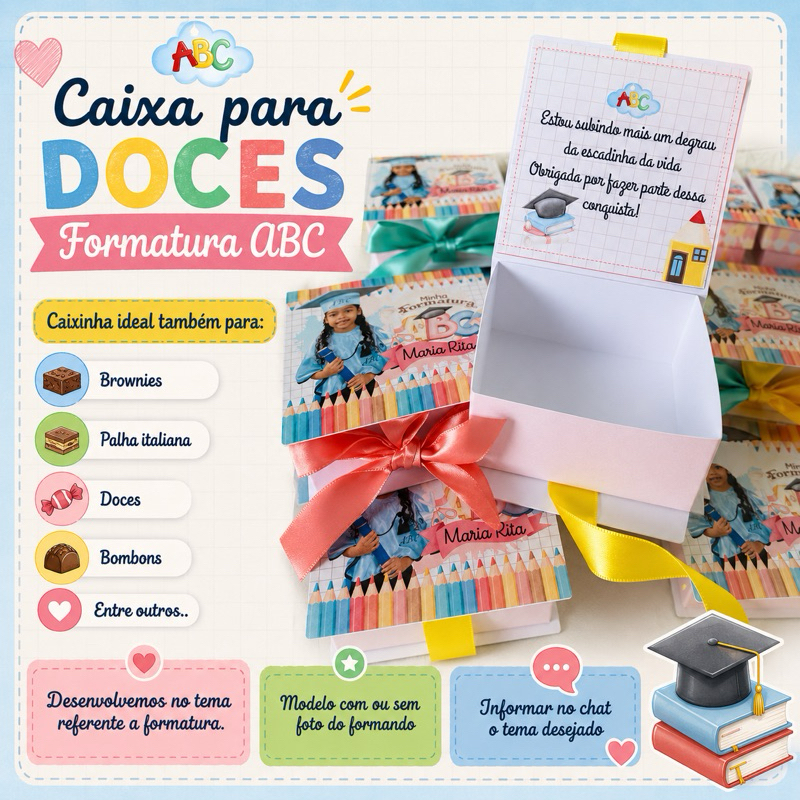 Caixa para doces Formatura ABC/caixa Personalizada lembrancinha ABC/Personalizados ABC