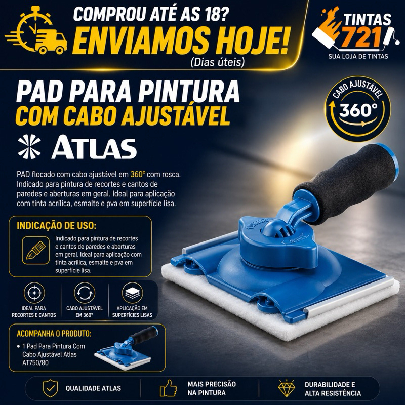Pad Recorte Para Pintura Em Paredes AT750/80 Atlas com Cabo ajustável