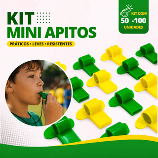 Kit Apito Copa Brasil Mini Brinquedos 50 UN 100 UN Lembrancinha Festa Infantil Torcida