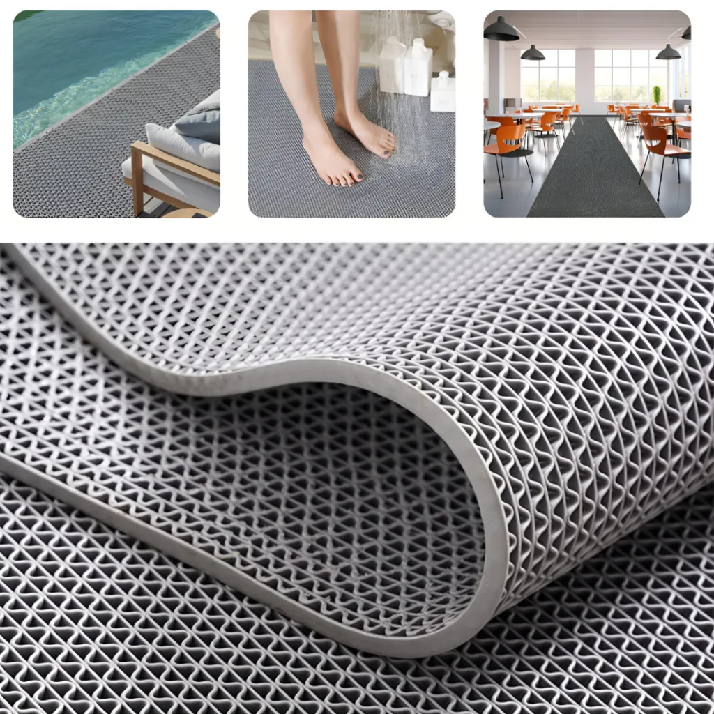 Tapete Antiderrapante Vazado Em PVC 1m X 60cm Para Banheiro Box Chuveiro Piscina Sauna Área Molhada