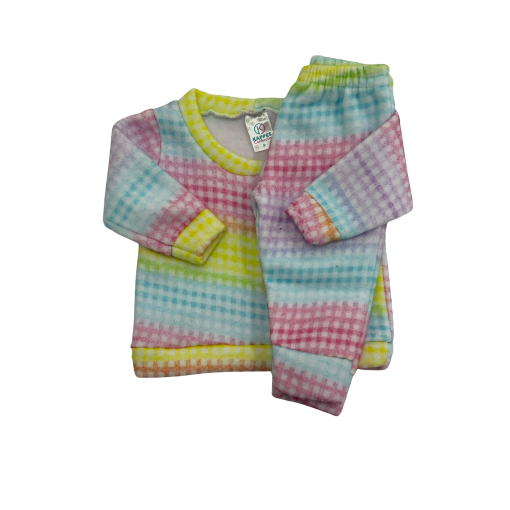 Conjunto Infantil Soft Xadrez Colorido Unissex Quentinho e Confortável Tamanhos P, M e G