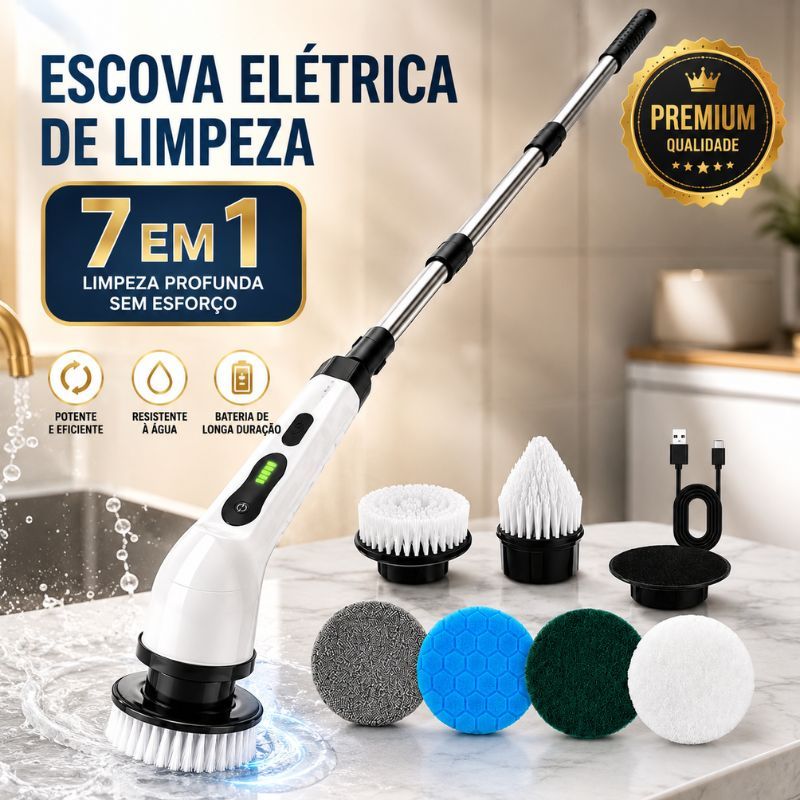 Limpador Elétrico Multiuso Sem Fio USB Escova de Limpeza 7 em 1 Banheiro Cozinha Recarregável