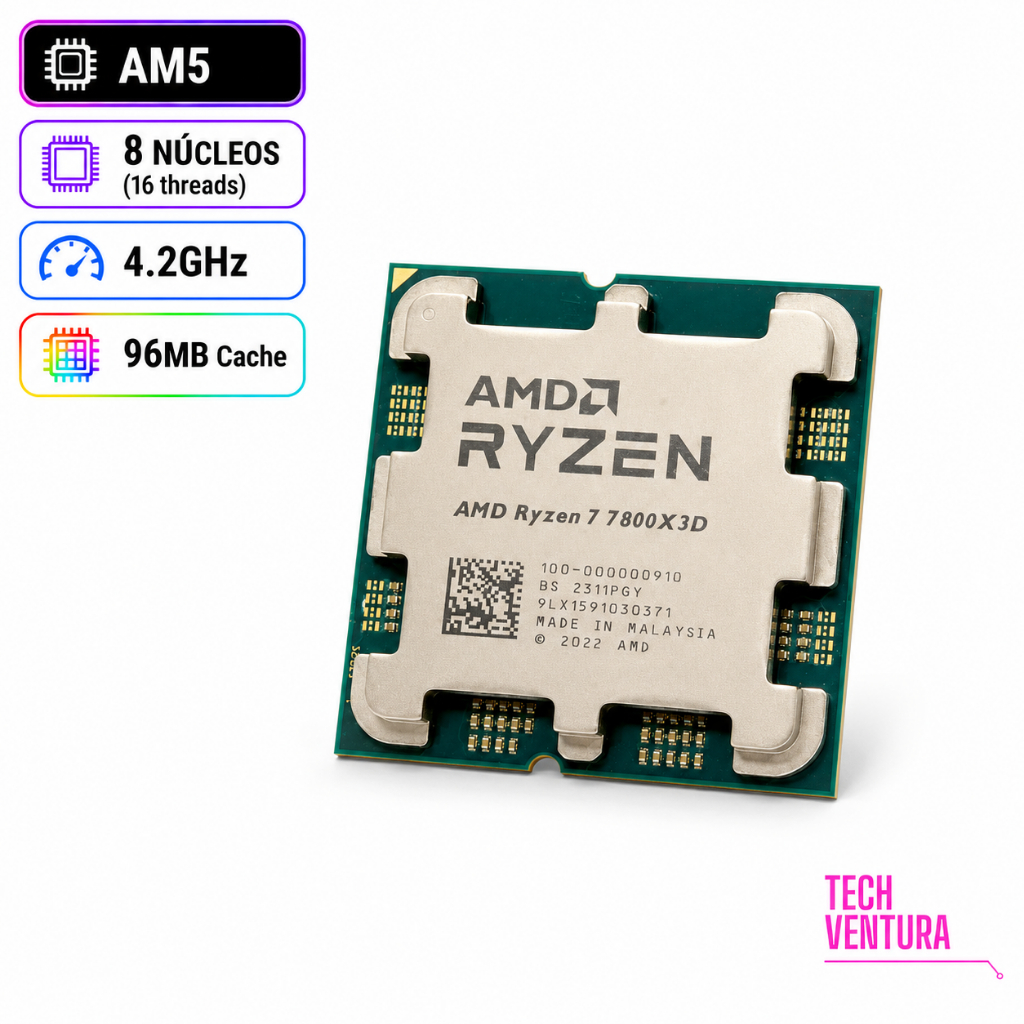 Processador AMD RYZEN 7 7800X3D 8 Núcleos 16 Threads 4.2GHz AM5 96MB 3D V-Cache 