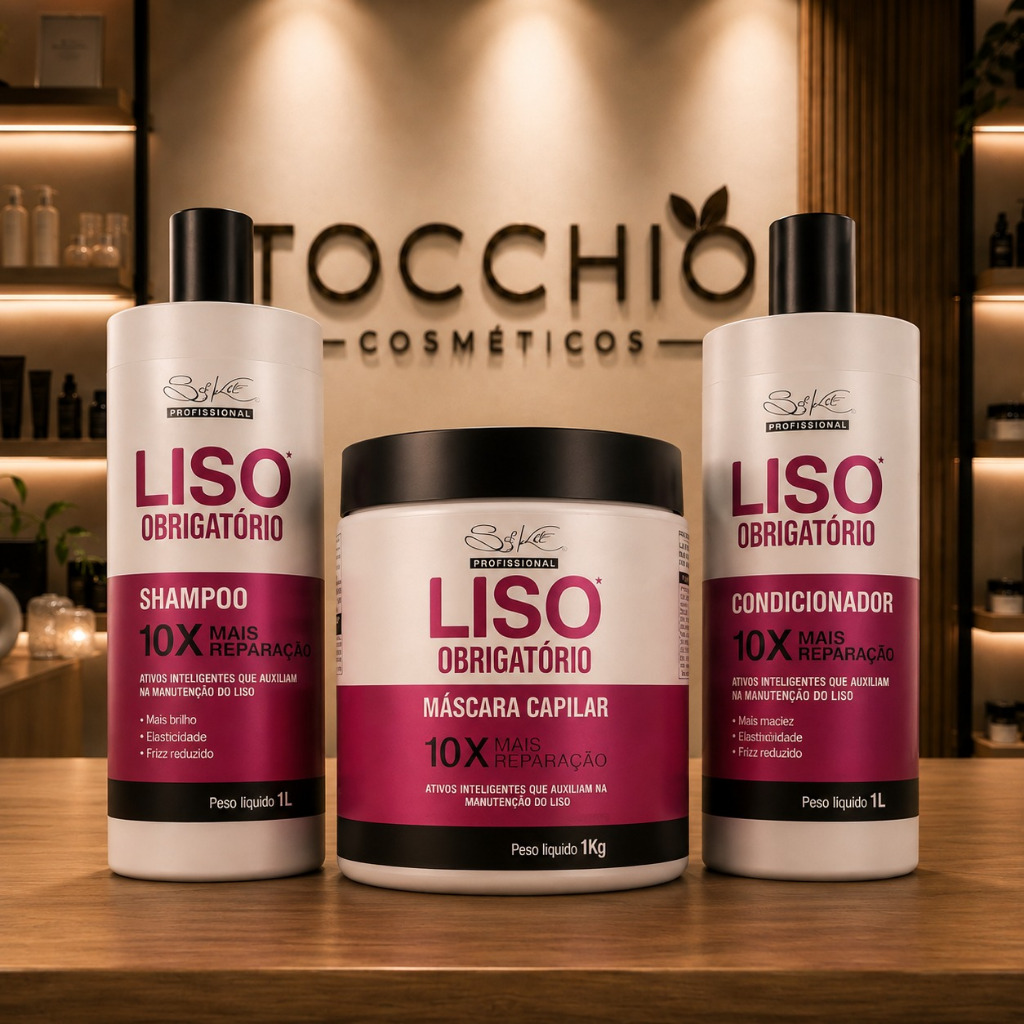 Kit PROFISSIONAL 03 itens 1 litro Liso Obrigatório BELKIT - Shampoo 1L Condicionador 1L Máscara 1kg