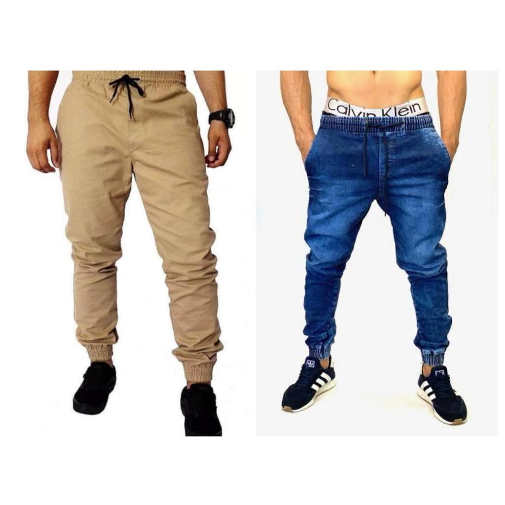 Kit 2 ou 1 Calça Jogger Masculina com punho Premium qualidade moda homem Estiloso