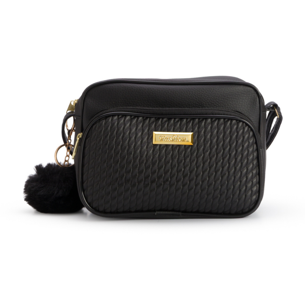 Bolsa Feminina Pequena Estilo Casual Transversal + Chaveiro Pompom