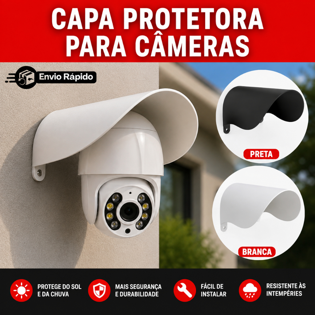 Capa Protetora Câmera Segurança Shield Dome Proteção Chuva e Sol Externa