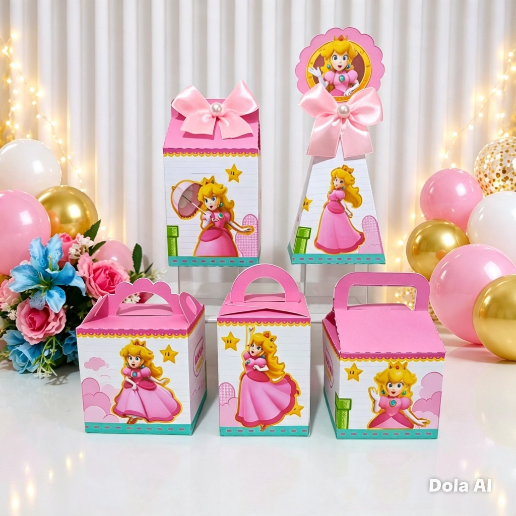 Kit Festa Princesa Peach Mario / Caixinhas/ Lembrancinhas / Festa Infantil / Aniversário / Caixa