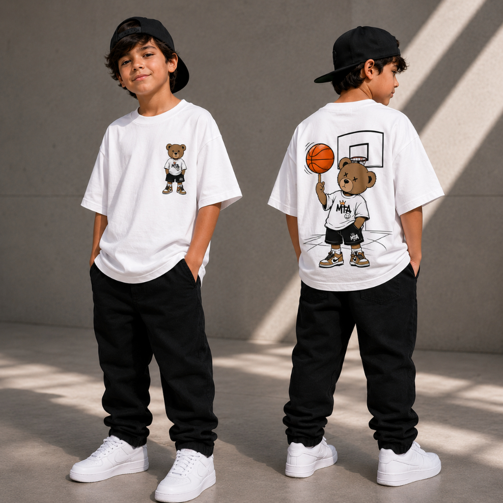 Camiseta Infantil Oversized Streetwear - 100% Malha Algodão - Confortável -Várias Cores - Tamanhos 4 ao 12