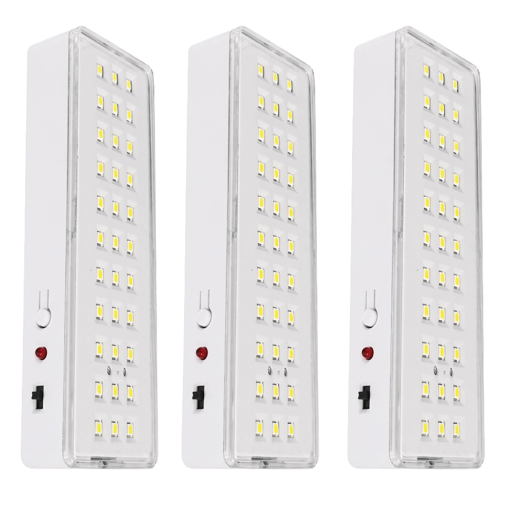 Kit 3 Luminaria de emergencia 30 leds 2W Branco Frio