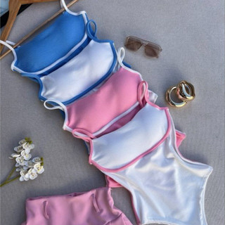 Body Feminino Canelado Bicolor Alça Fina com Bojo