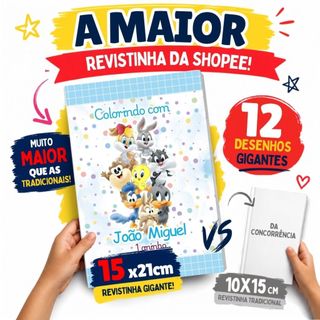 Lembrancinha de aniversário Looney Tunes Baby livrinho de colorir Personalizado