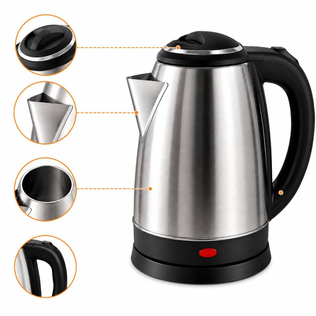 Chaleira Elétrica Inox Rápida 1.800L Café Chá Chimarrão Prática Bule Jarra Desligamento Automático