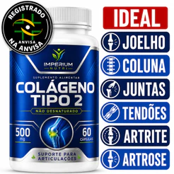 Colágeno Tipo 2 Original para Joelho Cartilagem Articulação 60 Cápsulas - POTE PARA 30 DIAS USO