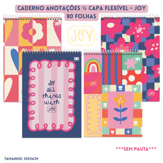 Caderno de Anotações 1/8 Espiral Alto 80 Folhas Capa Flexível Joy 3B Cadernos