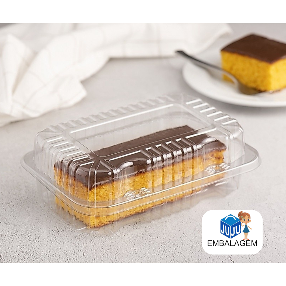 Embalagem Retangular Articulada JF08 Descartável Doces, Brigadeiros, Bolo no Pote e Salgados