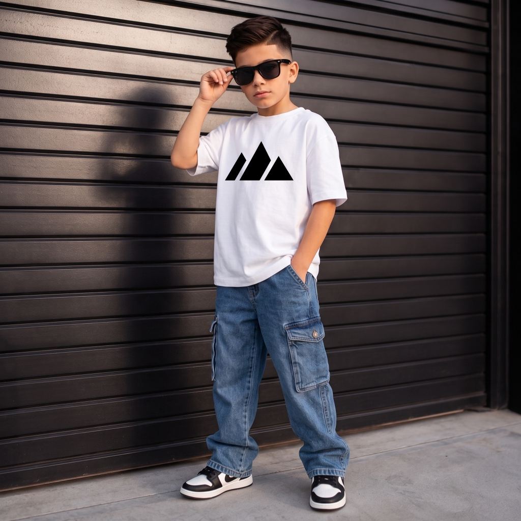 Camiseta Infantil Menino em Algodão Estilosa Estampada Esporte Moderna e Estilosa Manga Curta Verão