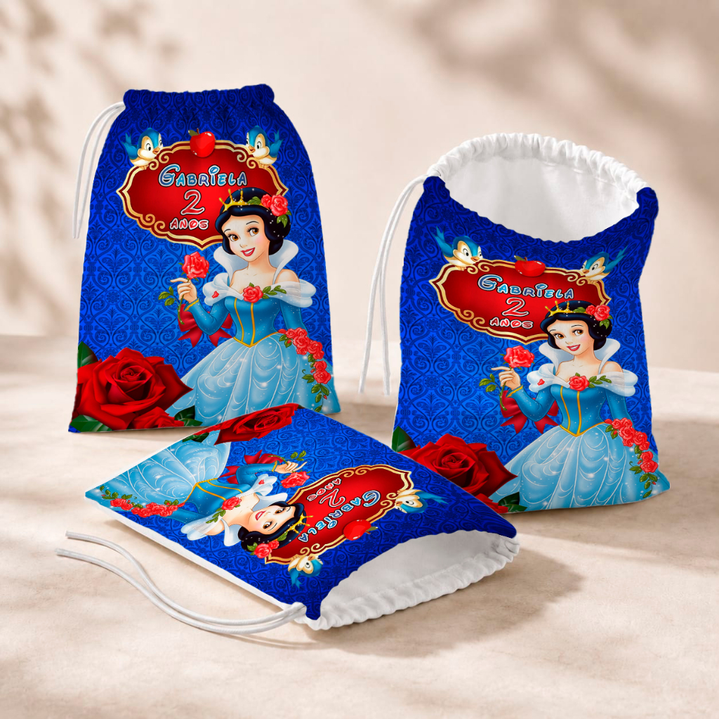 20 Sacolinhas Personalizada Festa Infantil 18x26 Aniversário Lembrancinha Branca de Neve M4