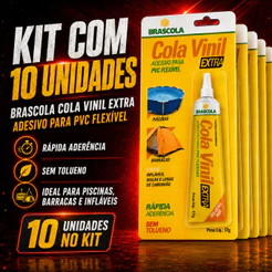 Cola Vinil Extra Brascola Pscina Boias Barraca Flexível Secante Rápida Pvc Reparo Profissional 17g