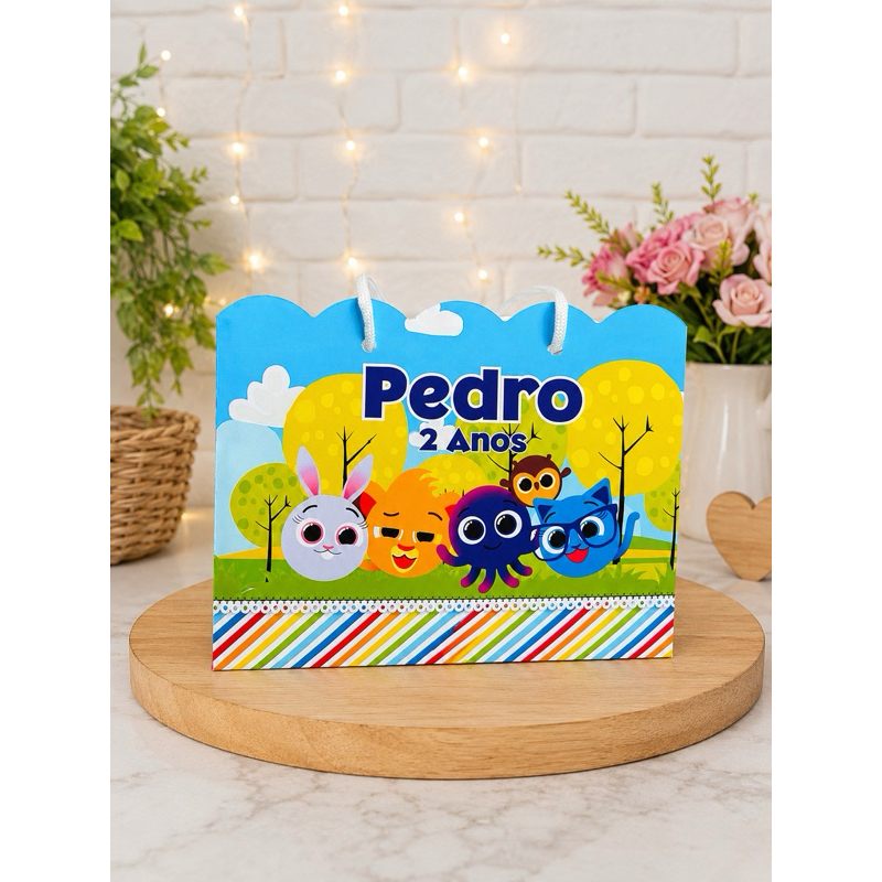 SACOLINHA PEGUE E MONTE DO BOLOFOFO PERSONALIZADA COM NOME E IDADE-LEMBRANCINHA PARA FESTA-TEMA BOLOFOFO-FESTA INFANTIL