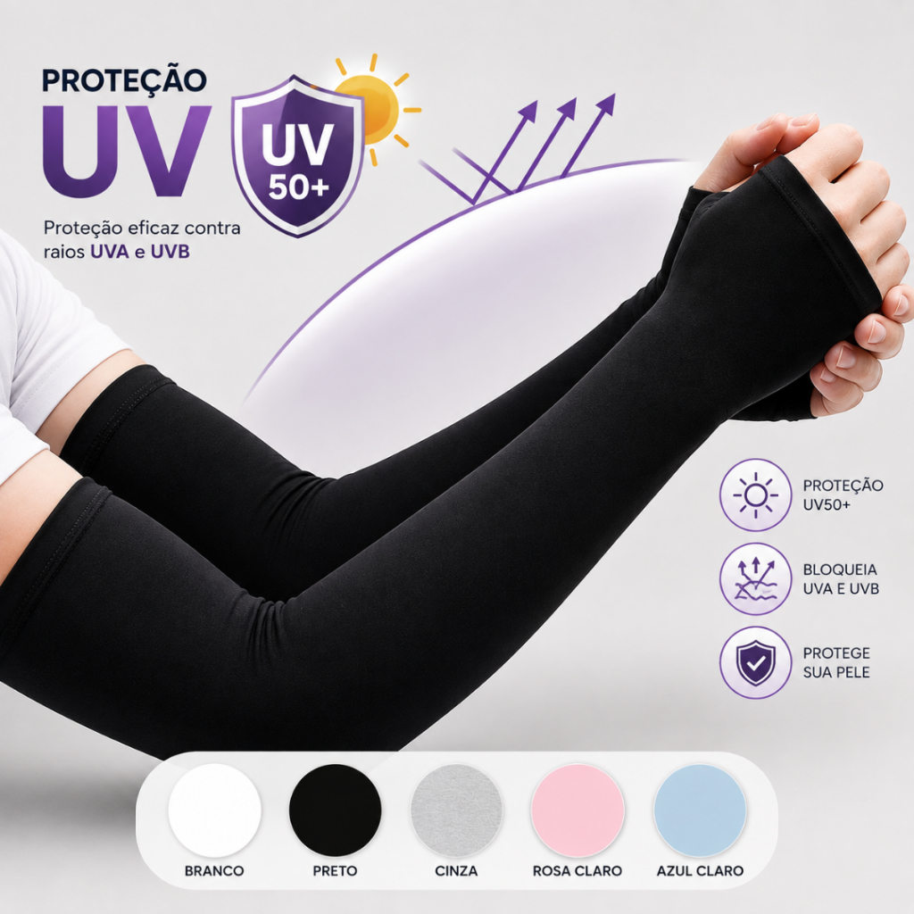 1/2/3 Pares Manguito Proteção Solar UV Fina Braço Seda Masculina Feminina Respirável 40cm