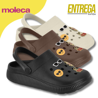 Sandália Babuche Feminina Moleca EVA Anatômica Leve Confortável Clog Estilosa com Pins Decorativos