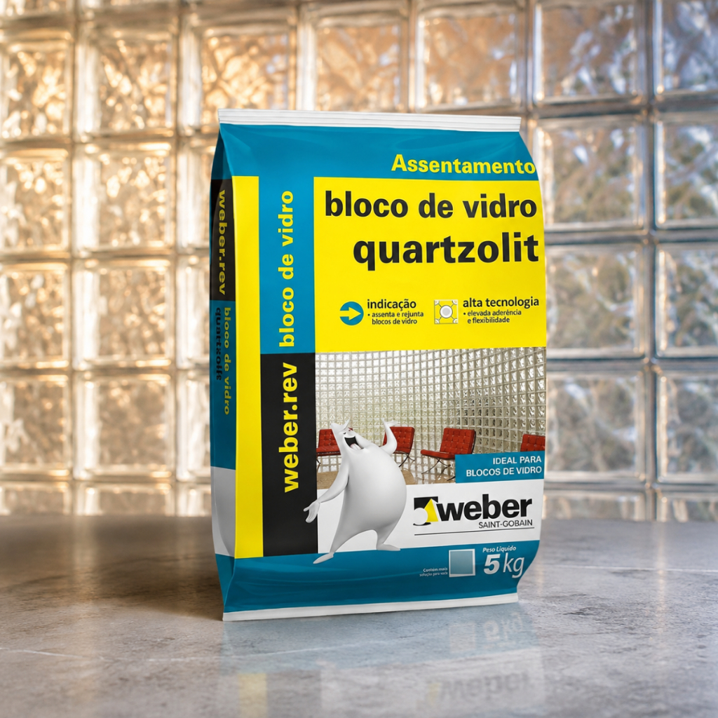 Argamassa Bloco de Vidro Weber Quartzolit 5kg Para Assentar Rejuntar Parede Divisória Decoração