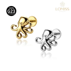 LOMISS Piercing Labret 100% Titânio G23 com Zircônia para Orelha Nariz Conch Helix Tragus-Formato de polvo