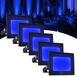 Kit Refletor LED 20W Azul IP66 Bivolt 127/220V Externo Jardim Fachada Piscina Paisagismo Decorativo