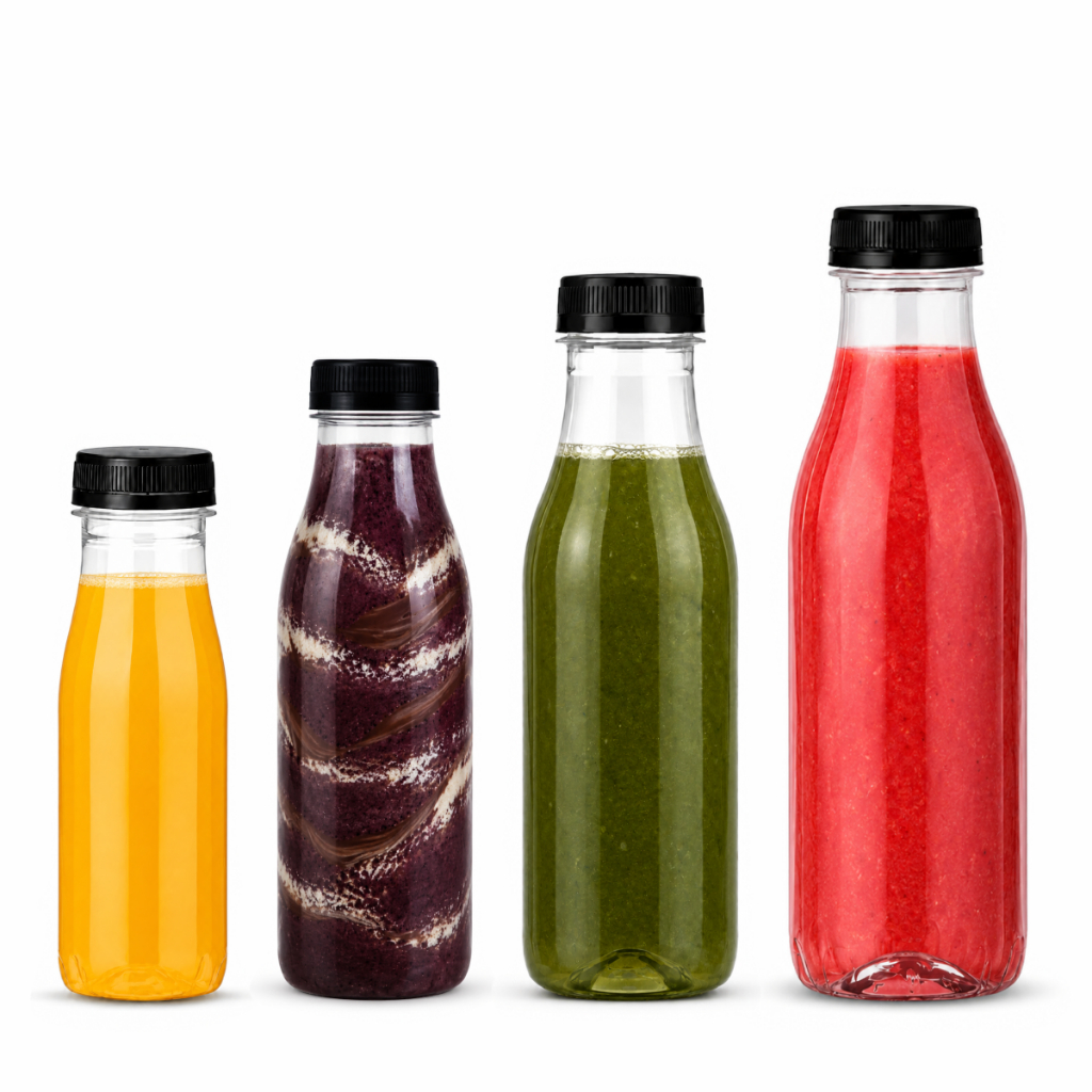 Garrafas PET Tampa Lacre Garrafinhas 200/300/400/500ml Transparente Detox Caldo Suco Açai Galvanotek
