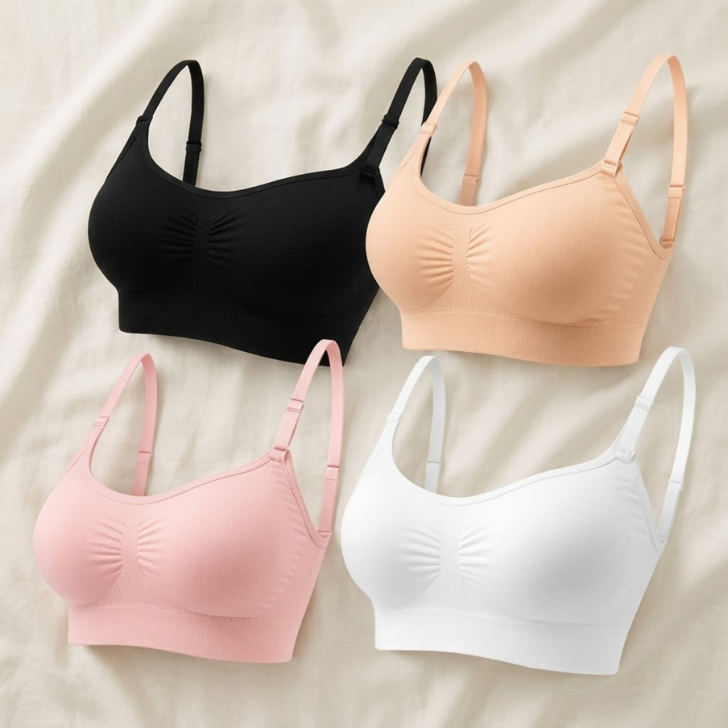 Kit 4 Sutiã Top Feminino, top Fitness com Alça e Fecho Ajustável Bojo Removível top feminino