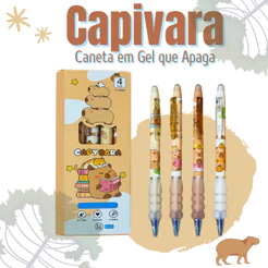 Caneta Gel Apagavel Soft Grip Capivara Gatinho Fofa Papelaria Criativa Material escolar Escritório