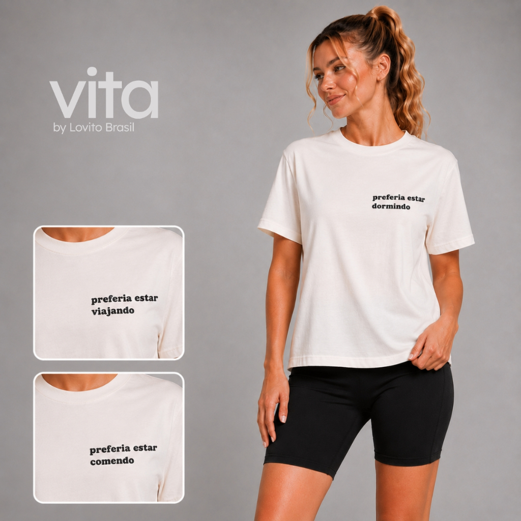 Lovito Kit 3 Camisetas Femininas Esportivas Estampas Divertidas TTB1316BRL1346