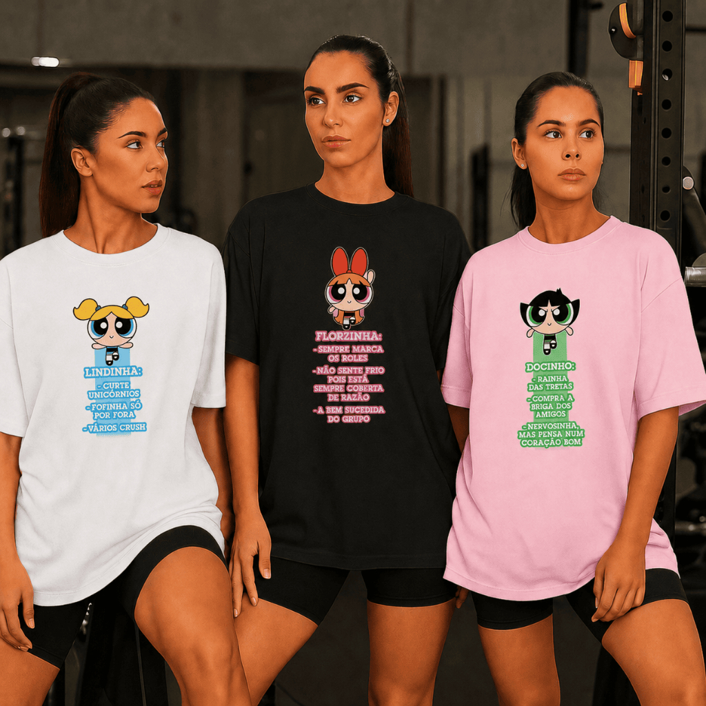 Kit 3 Camisetas Femininas Estampadas Personagens Divertidas Frases 100% Algodão