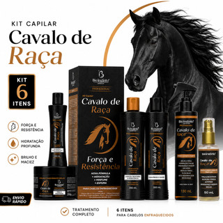 Kit shampoo e condicionador máscara Leave In Protetor termico óleo para cabelo Antiqueda e Crescimento Cavalo de Raça