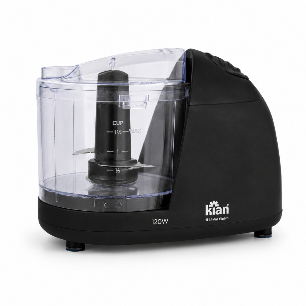 Mini Processador de Alimentos 120W com Lâminas Duplas em Aço Inox Preto Kian