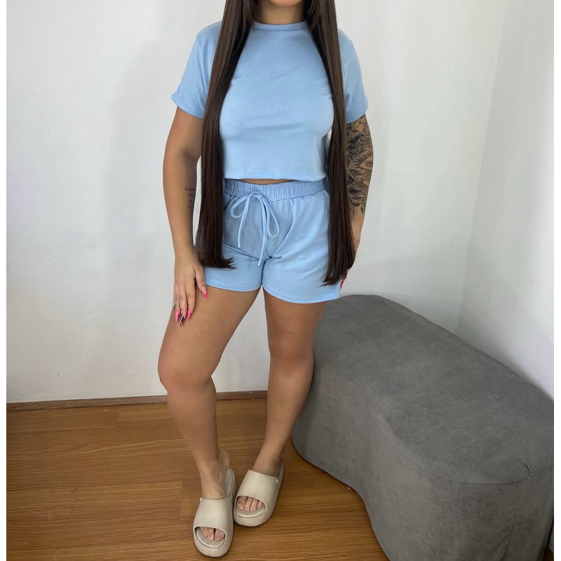 Conjunto short e cropeed moletinho, conjunto moletinho