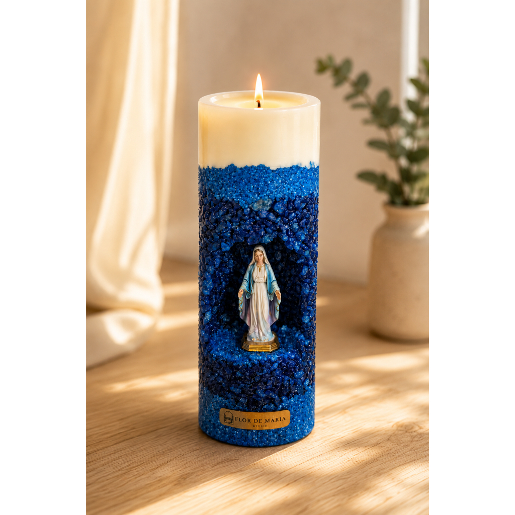 Vela Oratório Gruta Nossa Senhora das Graças Perfumada Cera Vegetal 100% Artesanal Essência Premium