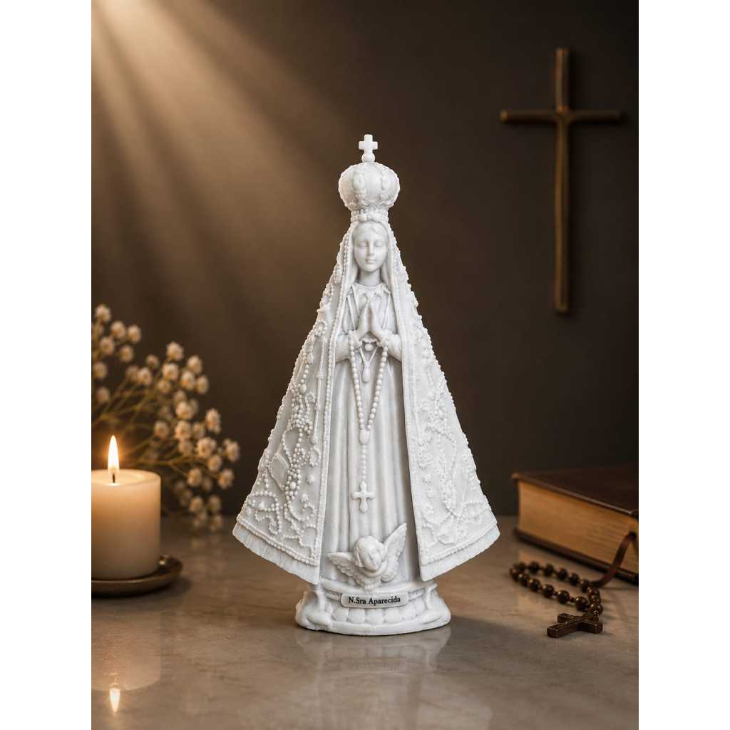 Imagem Nossa Senhora Aparecida Italiana 22cm Em Mármore