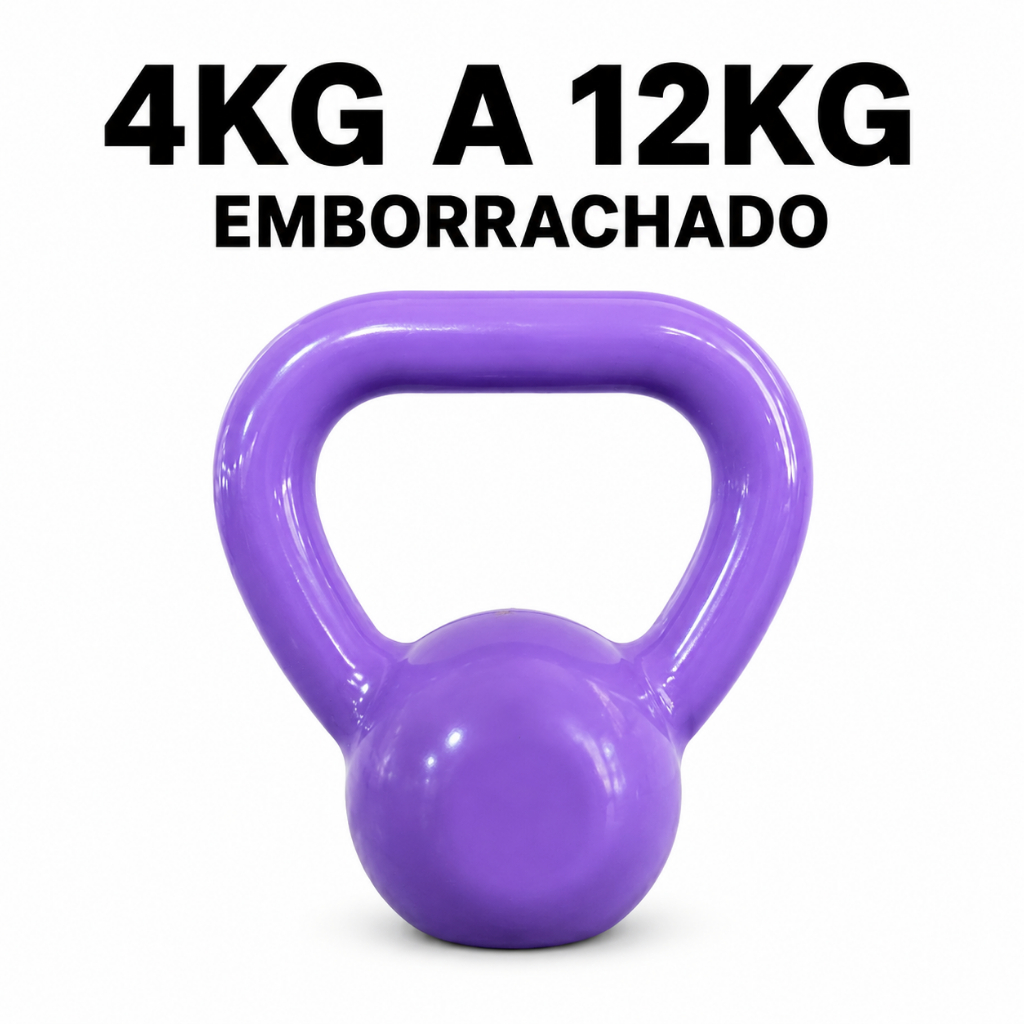 Kettlebell Roxo Emborrachado Peso Agachamento Academia Fisioterapia Calistenia Treino Em Casa Lilás Crossfit