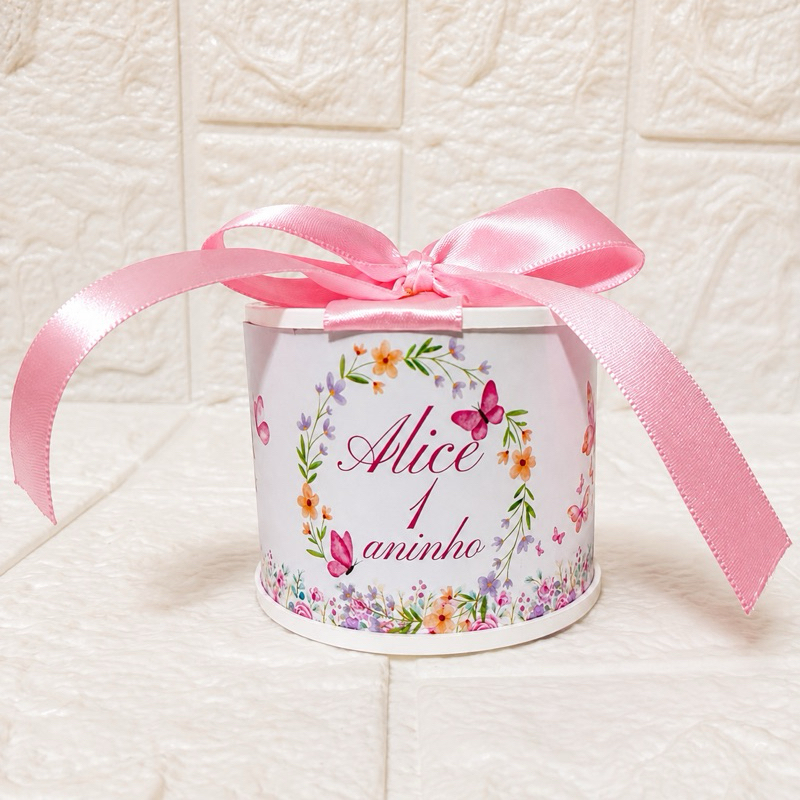 Kit Tubo Lata Personalizada Lembrancinha Aniversário Jardim Encantado Festa Infantil 5x6