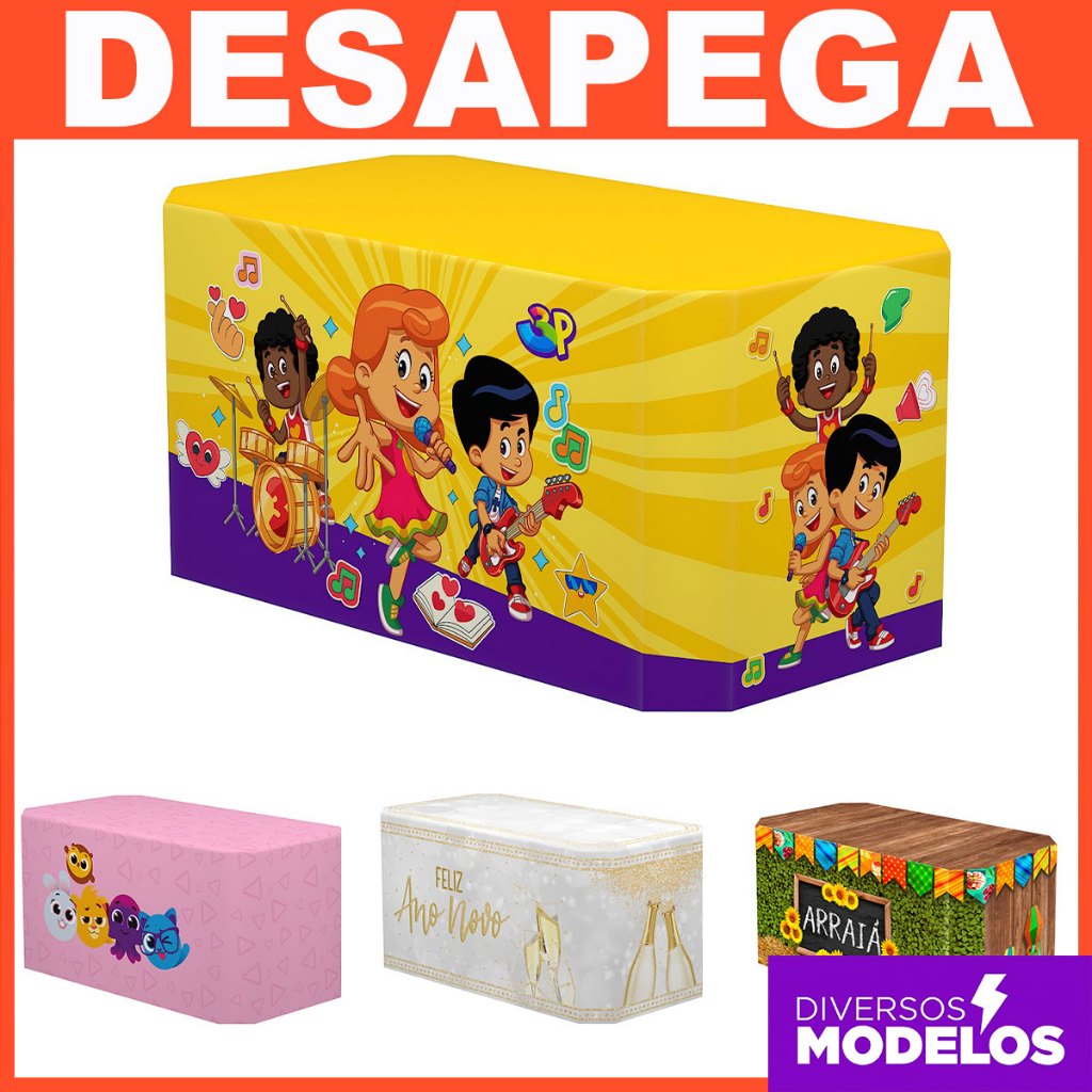 Capa de Mesa Decoração Festa Vários Modelos Tecido Veste Fácil - Desapega